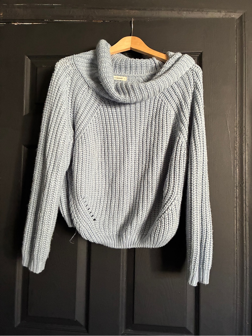 moon & madison Pale Blue Cowl Neck Knit Sweater